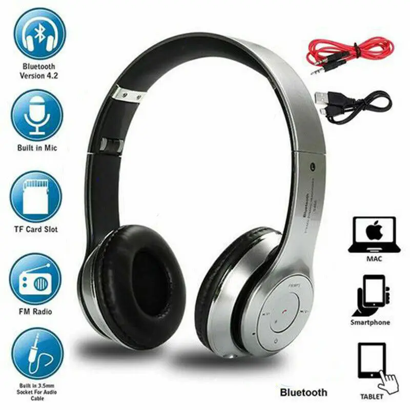 

Wireless Bluetooth Headphones with Noise Cancelling Over-Ear Earphones Phone L