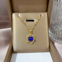 2022 luxury stainless steel necklace hexagram sensation warm stone pendant necklaces for women exotic aesthetic jewelry bijoux