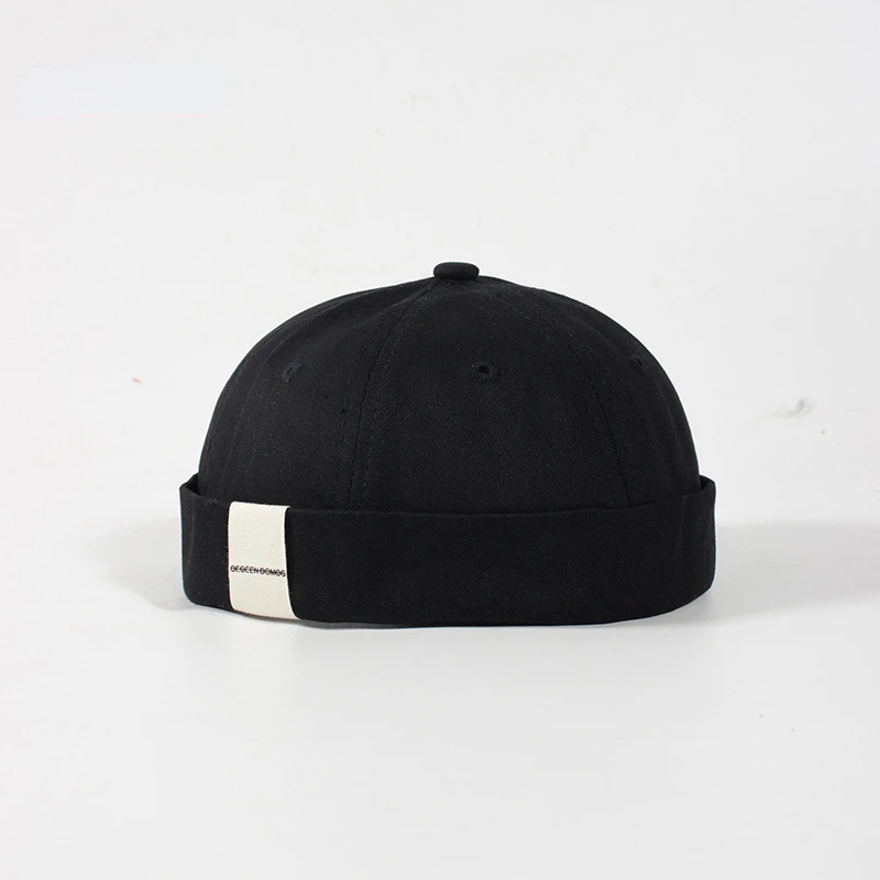 

2022 Fashion Brimless Hat Women Men Skullcap Sailor Cap Cuff Vintage Beanie Hat Solid Color Cotton Short Beanie Strap Cap Gorra