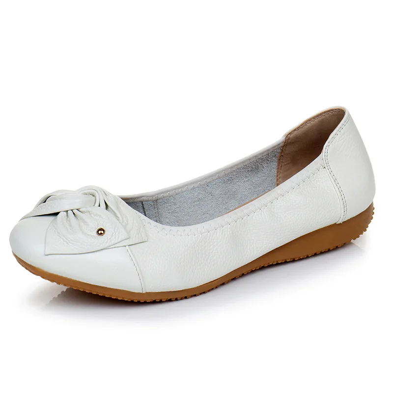 New Woman Flats Vrouwen Vrouwelijke Dames Moeder Vrouw Flats Schoenen Instappers Echt Leer Slip Op Zomer Ronde Neus Size 34-43