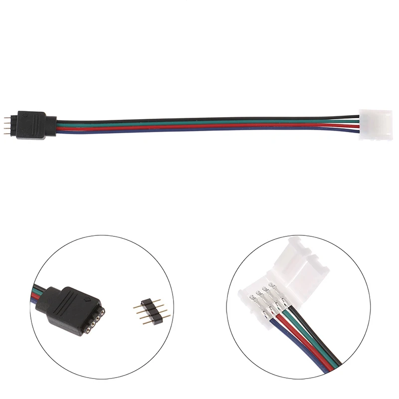 

15cm 5050 RGB 4 Pin Male To Solder-Free Snap LED Light Strip Connector Light Strip To Power Adapter Wide Connector
