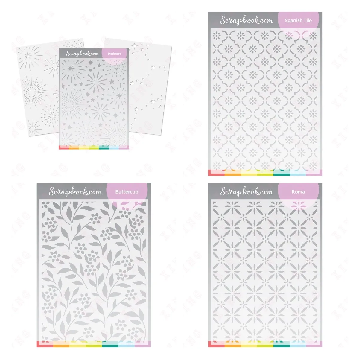 

Painting Scrapbook Coloring Embossed Decorative Diy Layering Stencil Starburst Night Sky Tile Buttercup Vines Mosaic Pattern Die