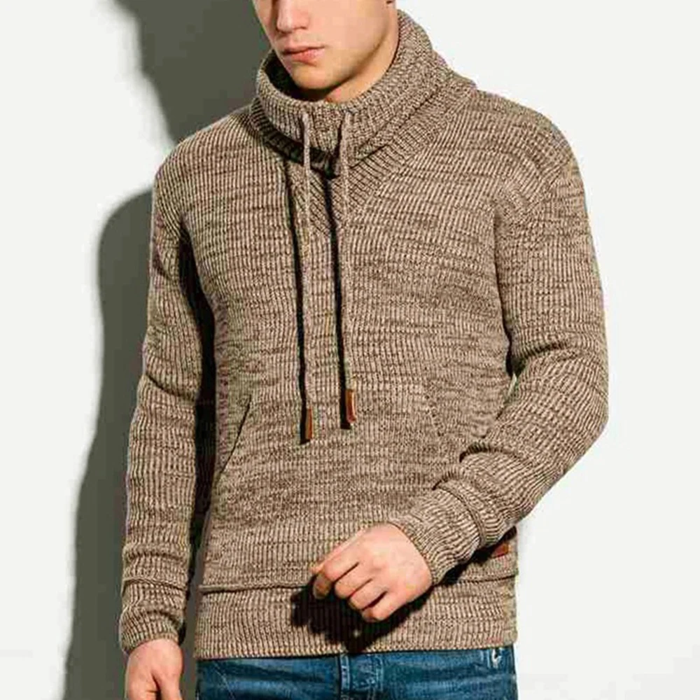 2023 New Autumn And Winter Drawstring Stand Collar Sweater Long Sleeve Men's High Collar Sport Swear Pullover Men Hoodies