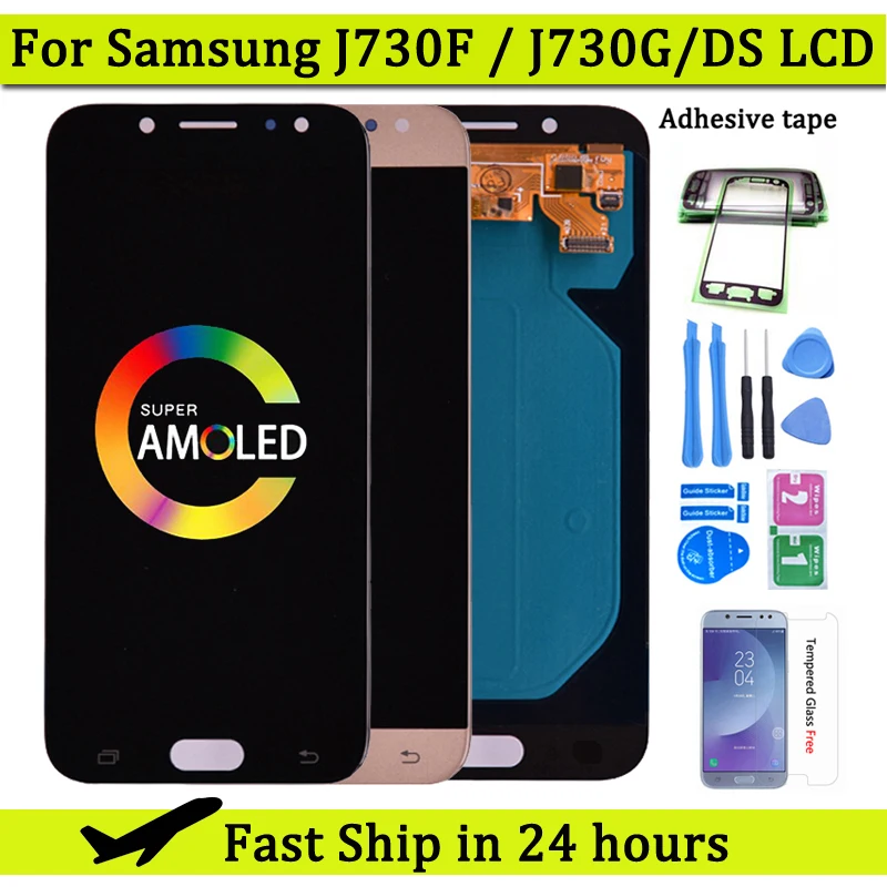 ЖК-дисплей Super Amoled для Samsung Galaxy J7 Pro 2017 J730 J730F и дигитайзер сенсорного экрана в сборе