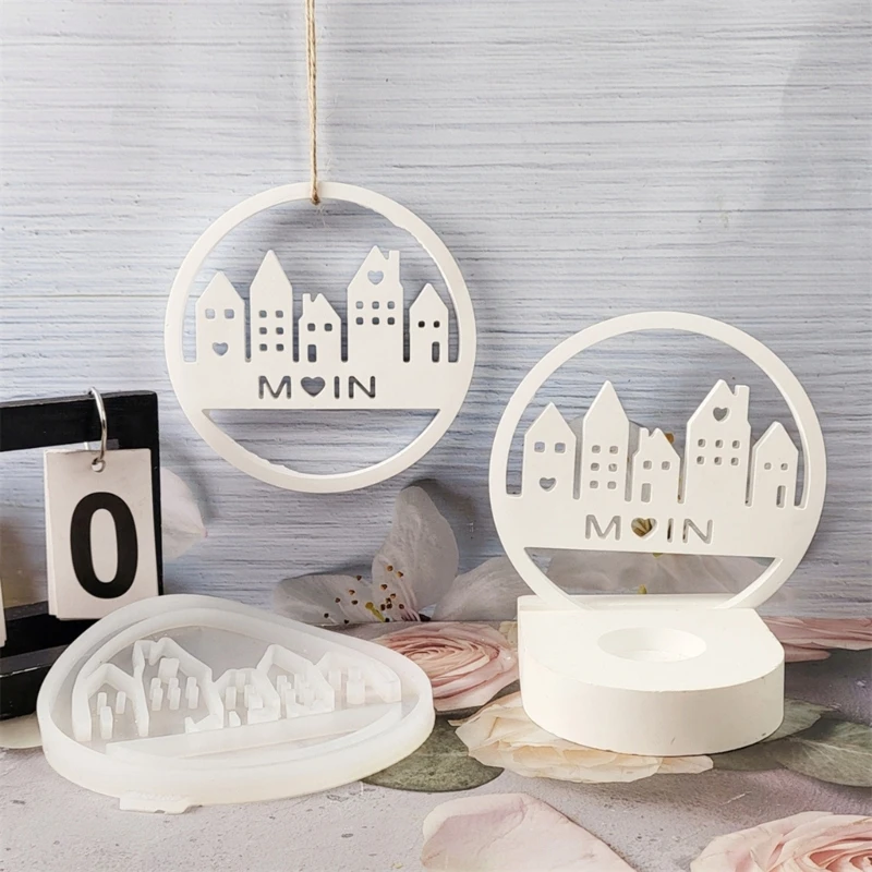 95AB Многоразовая силиконовая форма с полым узором дома принадлежности для