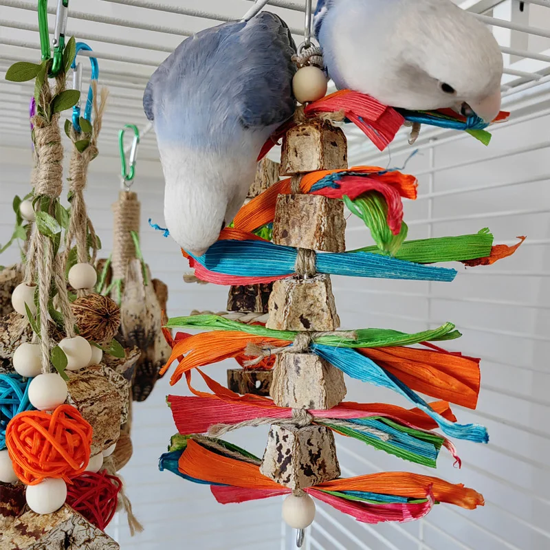 

Colorful Hanging Parrot Bird Chew Toy Articles Parrot Bite Pet Bird Toy For Parrot Chewing Training Bird Cage Swing Biting Toys