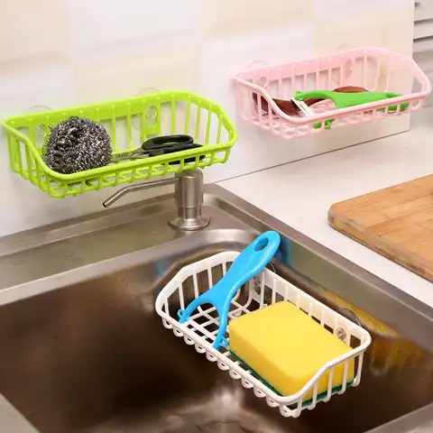 Прочный держатель для губки на присоске для мытья посуды, подвесная стойка для хранения, сливная полка для раковины, кухонные аксессуары