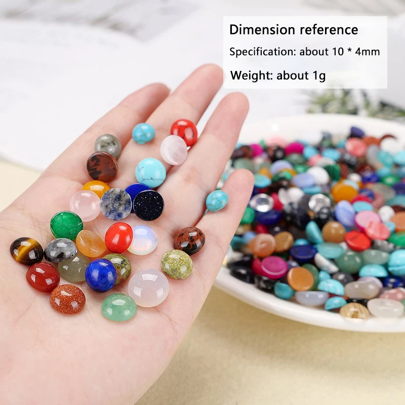 10Pcs 3-14mm Natural Stone Beads Round Loose Beads Cabochon Cameo Fit 3-14mm Blank Ring Base Pendant Tray DIY Jewelry Makeing