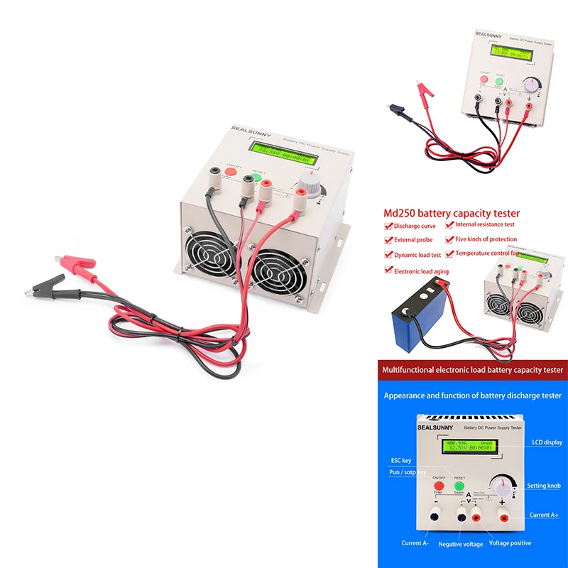 

Battery Tester 30V 20A Lithium Lead-Acid Batteries Capacity Test 20A Discharge Support PC Software Control, EU Plug