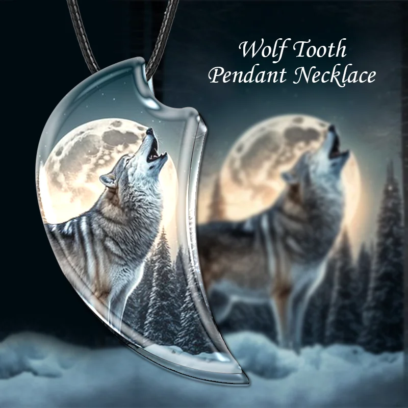 

Fashion Men's And Women's Wolf Necklaces Resin Landscape Pendant Animal Necklaces Gothic Vintage Necklaces