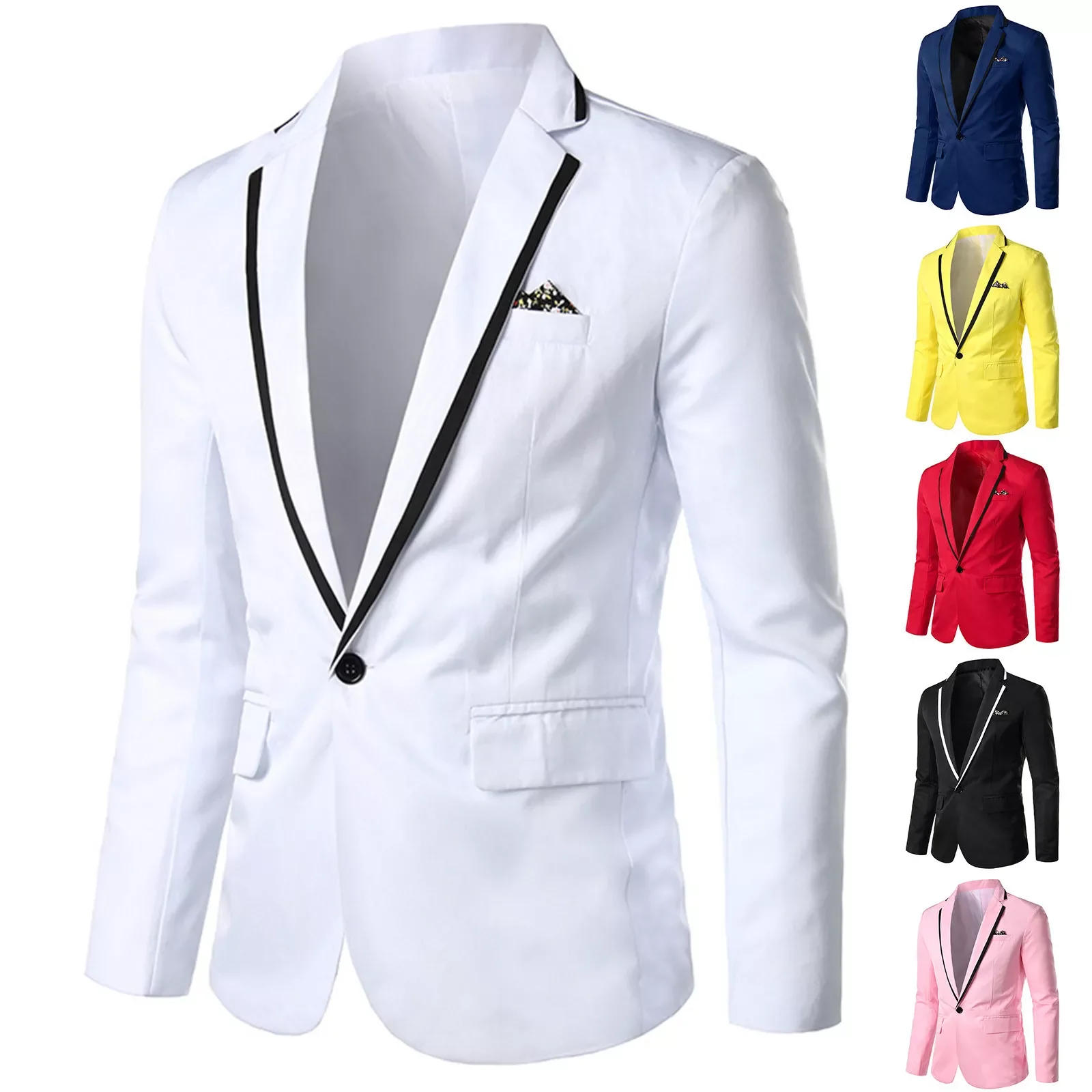 

NEW IN Mens Autumn And Winter Trend Suit Collar Single Two Buttons Slim Fit Round Hem Pocket Small Suit Homecoming Men Outfit