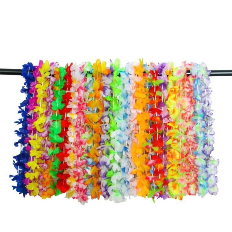 

36Pcs/Pack Hawaii Lei Luau Party Supplies Garland Necklace Colorful Fancy Dress Party Hawaii Beach Fun Party Supplies