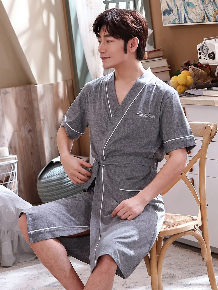 [Хлопок Синьцзян] Летняя мужская хлопковая ночная рубашка с короткими рукавами