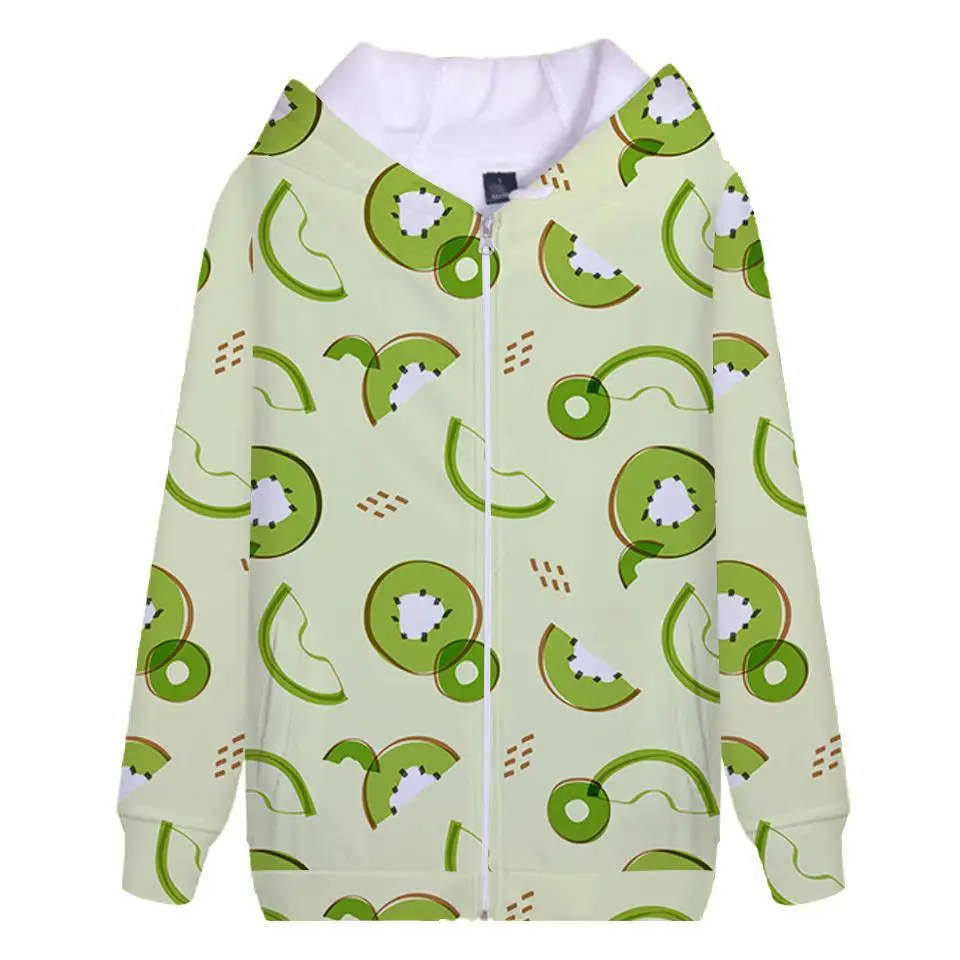 

Kpop Casual Zipper Hoodie Women's Autumn Harajuku Personality Fruit 3D Print Sweatshirt Jacket