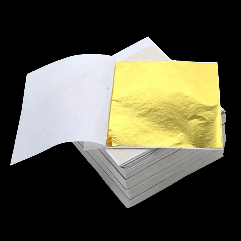 100 шт. блестящих листов золотой фольги, серебра, меди для ручной работы и украшений, наполнителей для свечей из смолы и бумаги для покрытия.