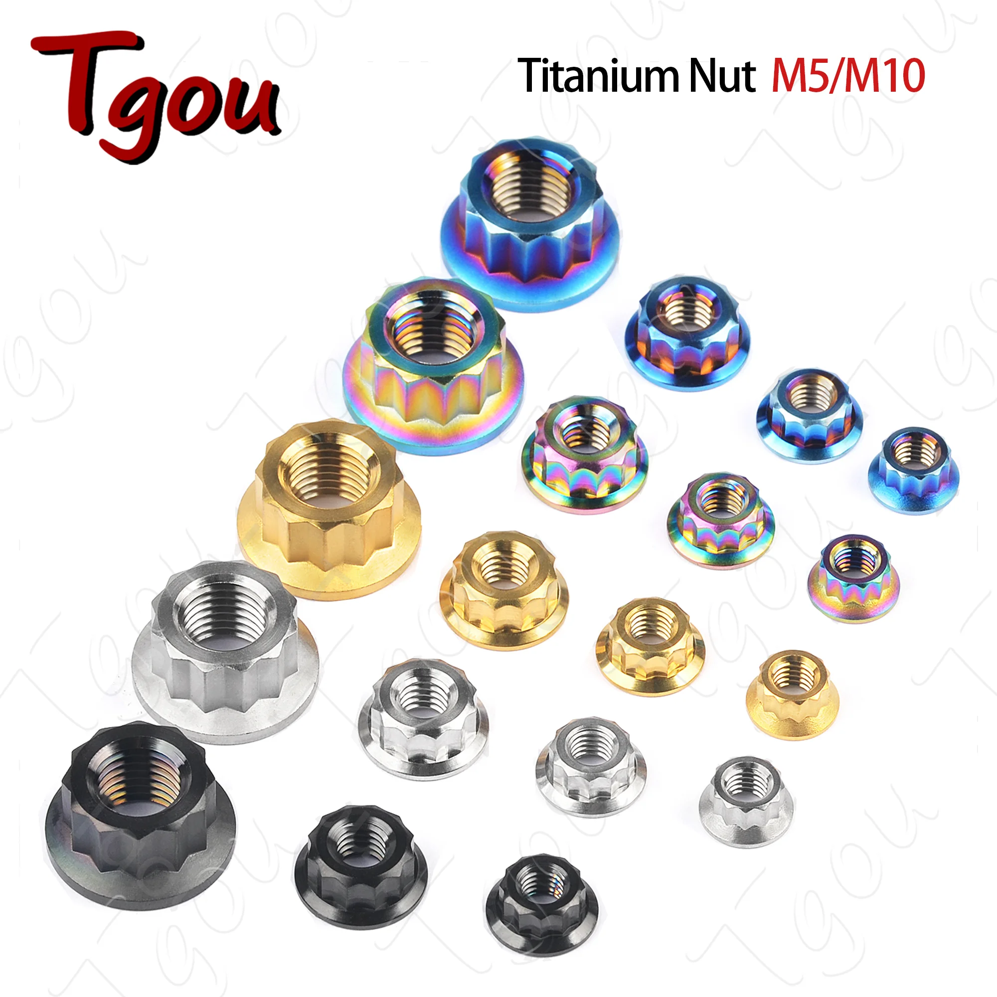 Фото Титановые гайки Tgou M5/M10 с шестигранным фланцем и 12 гранями для модификации мотоциклов №2