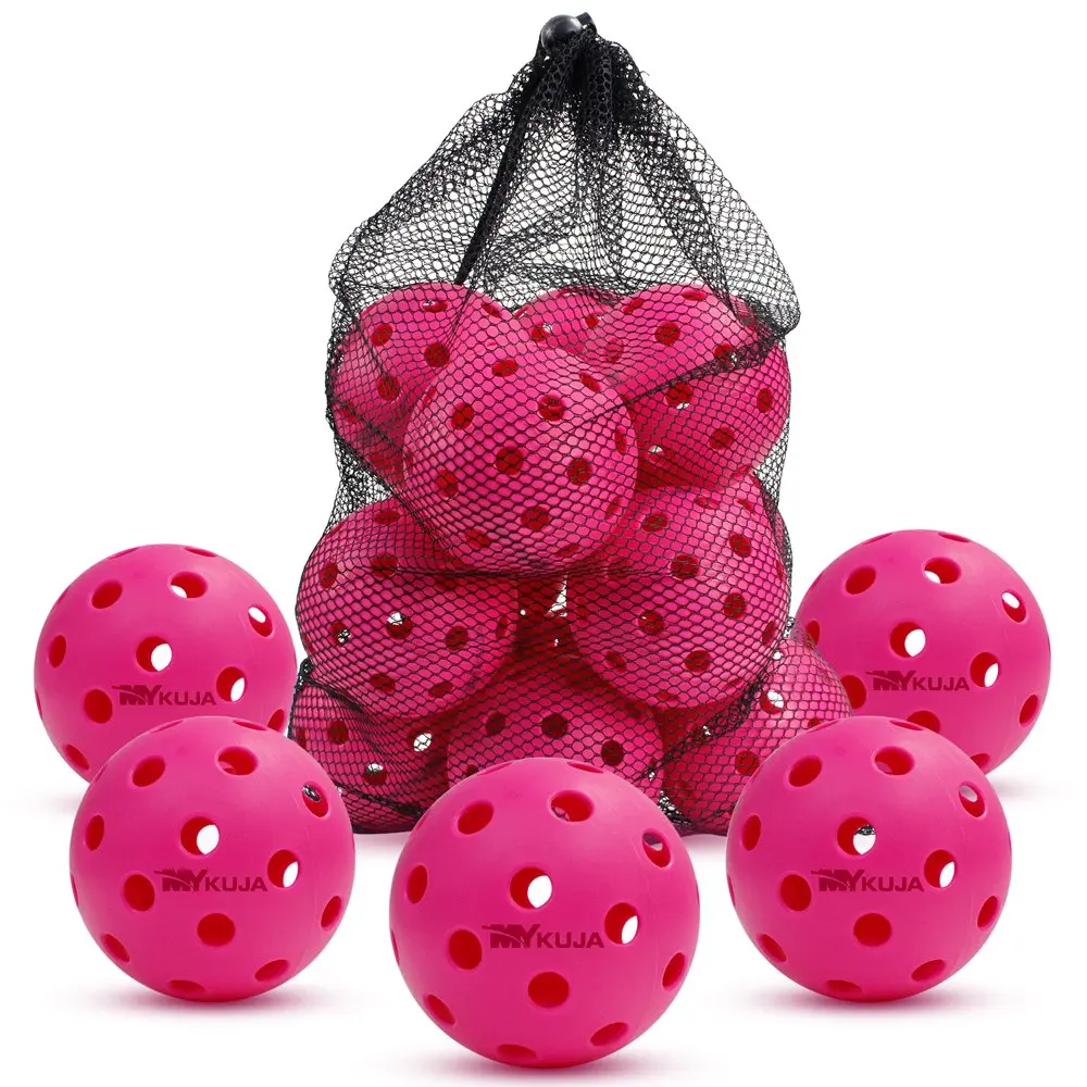 12Pcs Outdoor Pickleballs 40Holes Pickleball Accessories Pink