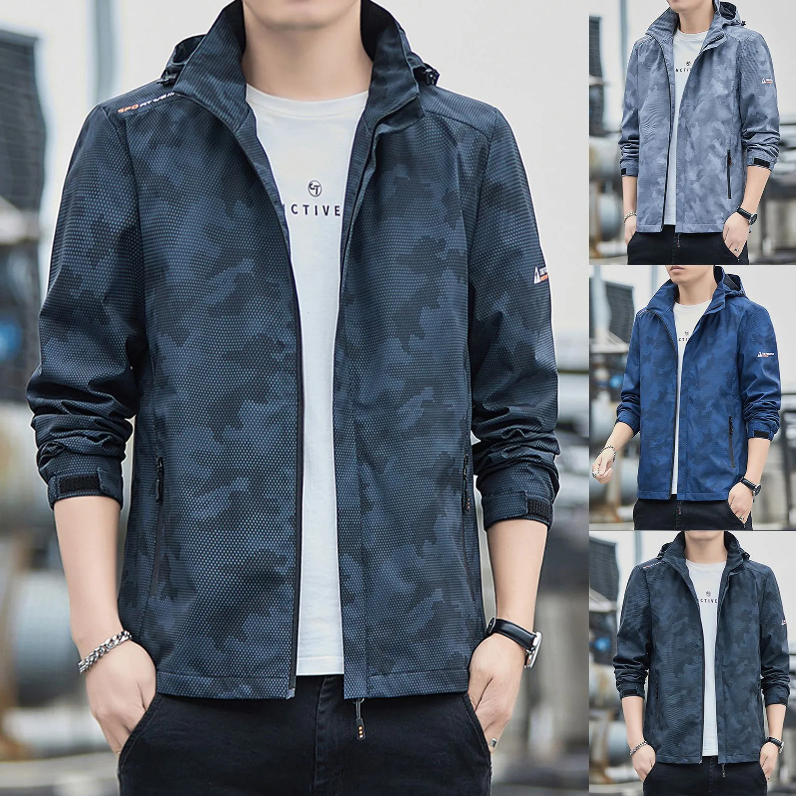 Мужская однотонная ветрозащитная повседневная спортивная Свободная куртка с