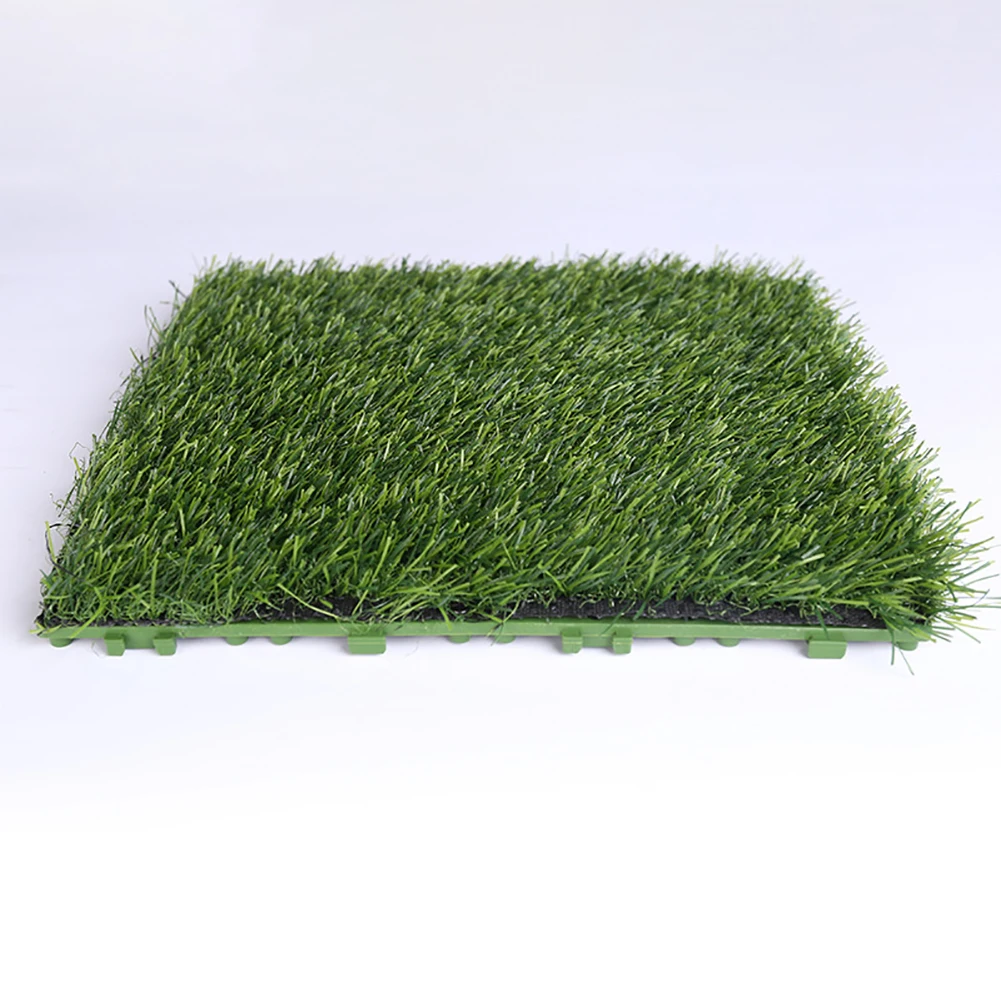 

4pcs Square Mat Home PE Patio Artificial Grass Non Slip Balcony Evergreen Garden Decor Simulation Lawn With Drainage Hole DIY