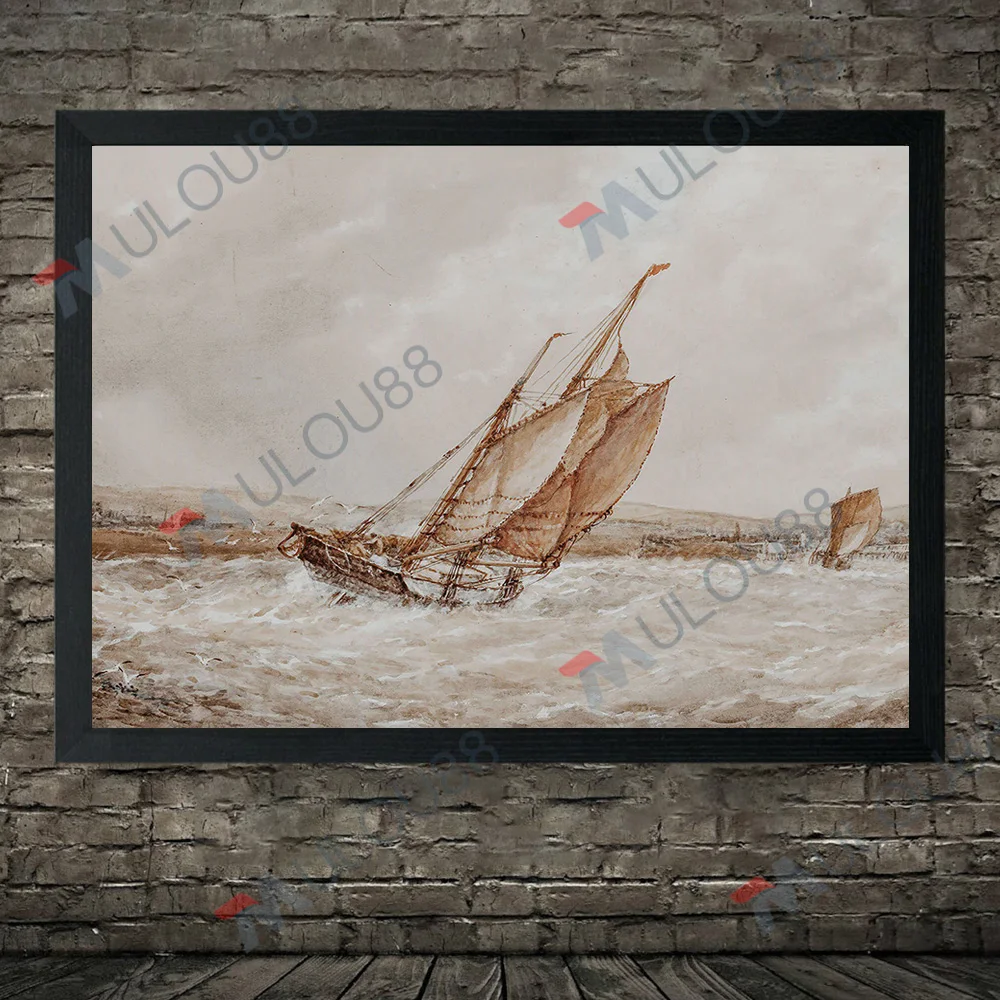 Винтажная картина маслом на паруснике Декор морской пейзаж озеро дом настенный