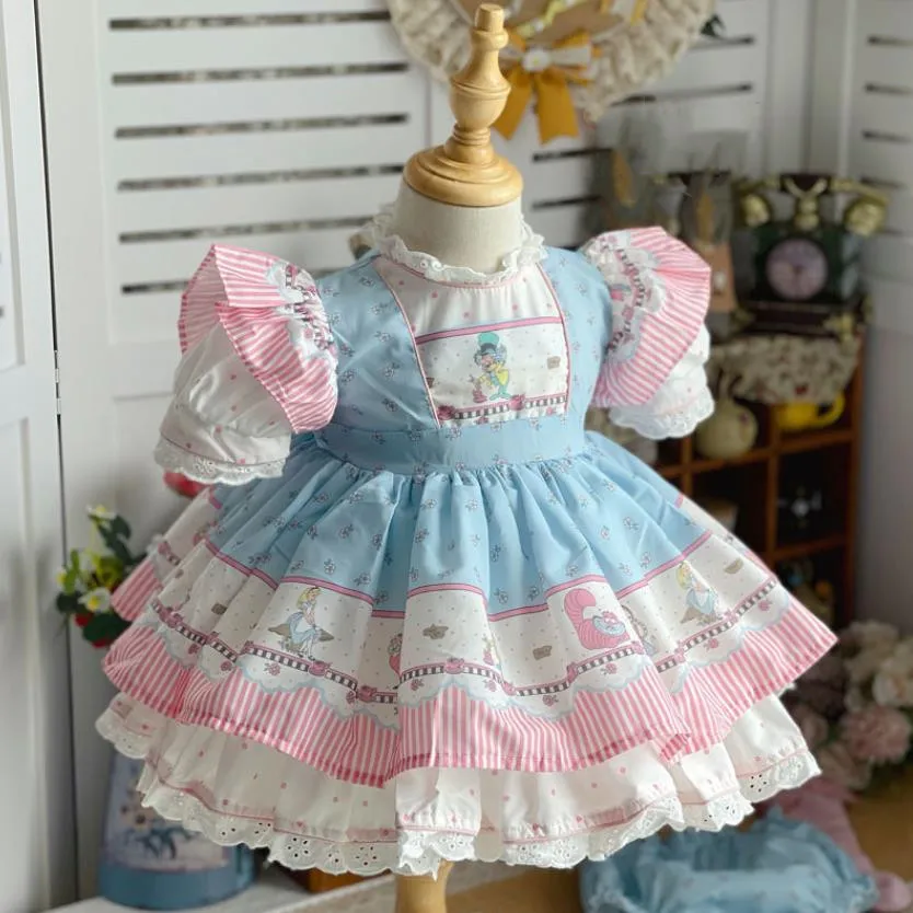 

Baby Clothes Spain Retro Princess Ball Gown Lace Mesh Stitching Birthday Party Easter Eid Lolita Dresses For Girls A1239