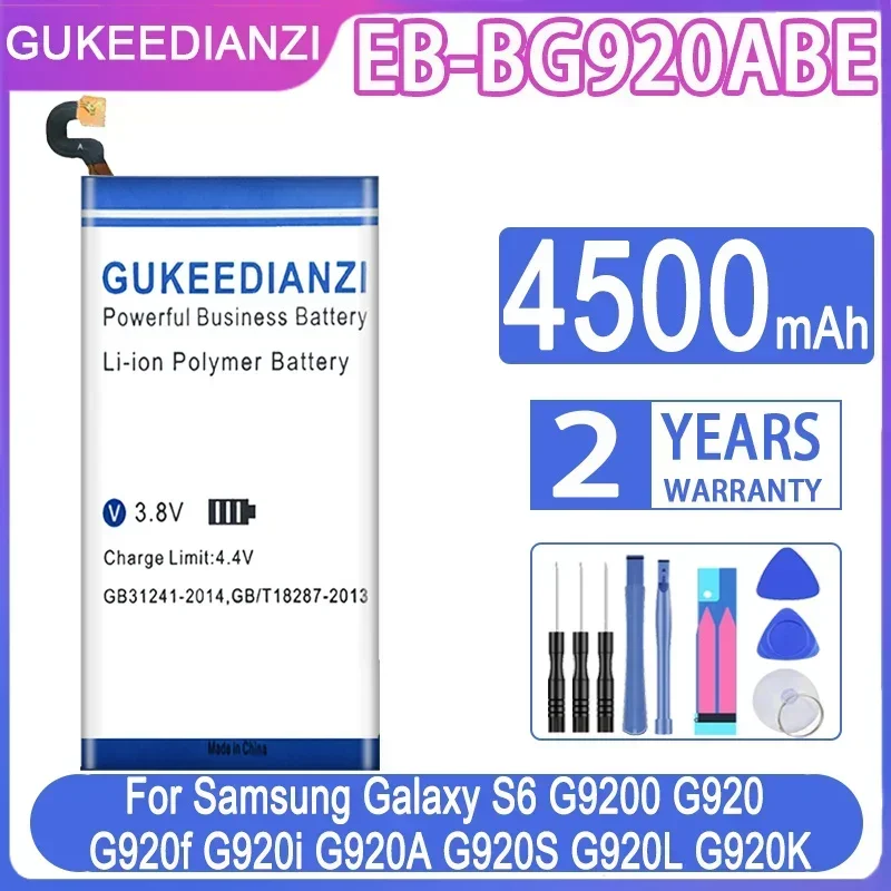 GUKEEDIANZI Аккумулятор EB-BG920ABE для Samsung GALAXY S6 SM-G920 G920F G920i G920A G920V G9200 G9208 G9209 4500 мАч Power Bank