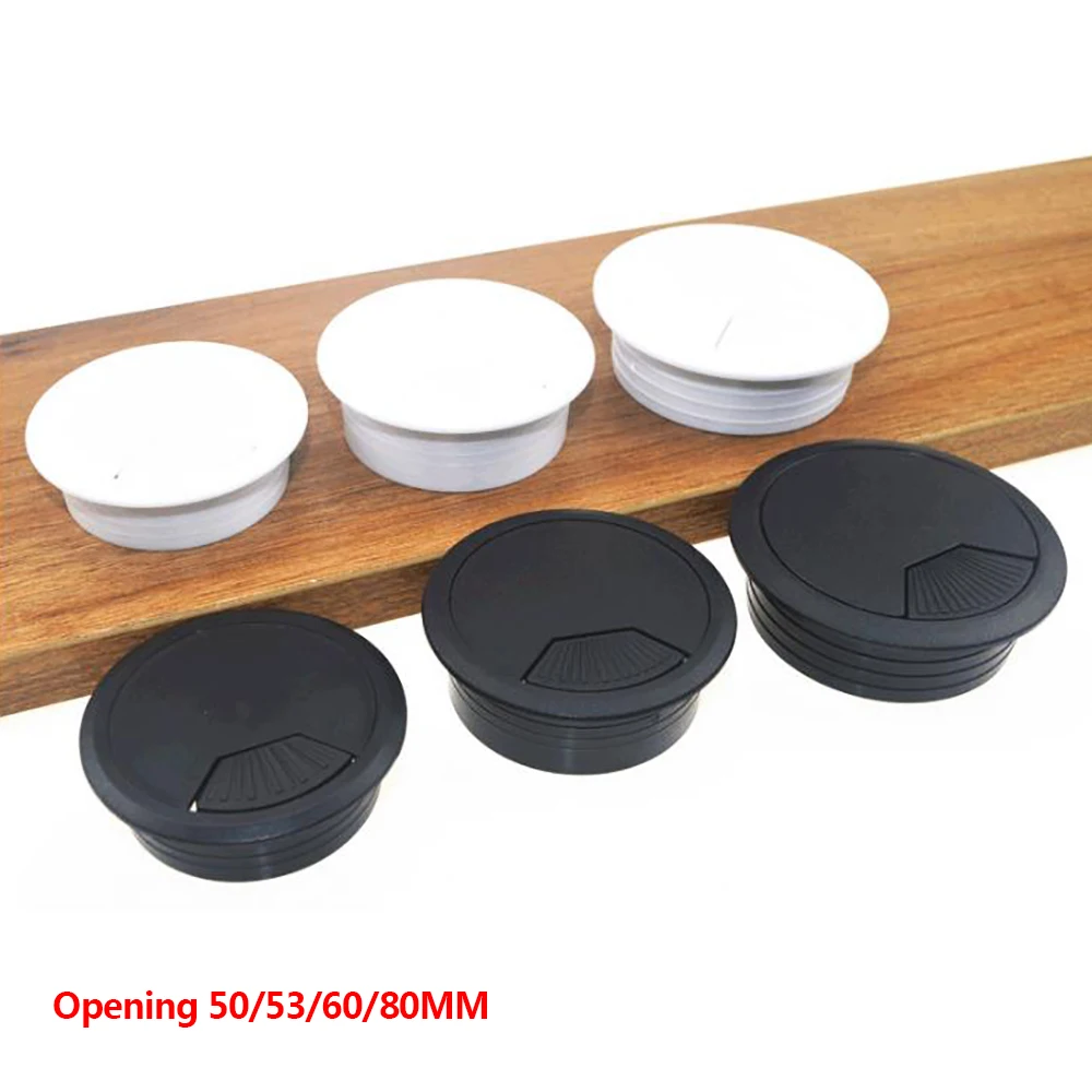 1Pcs ABS Plastic Round Cable Box Computer Desk Line Hole Cover Thread 50/53/60/80MM Table line hole cover Decorative - купить по
