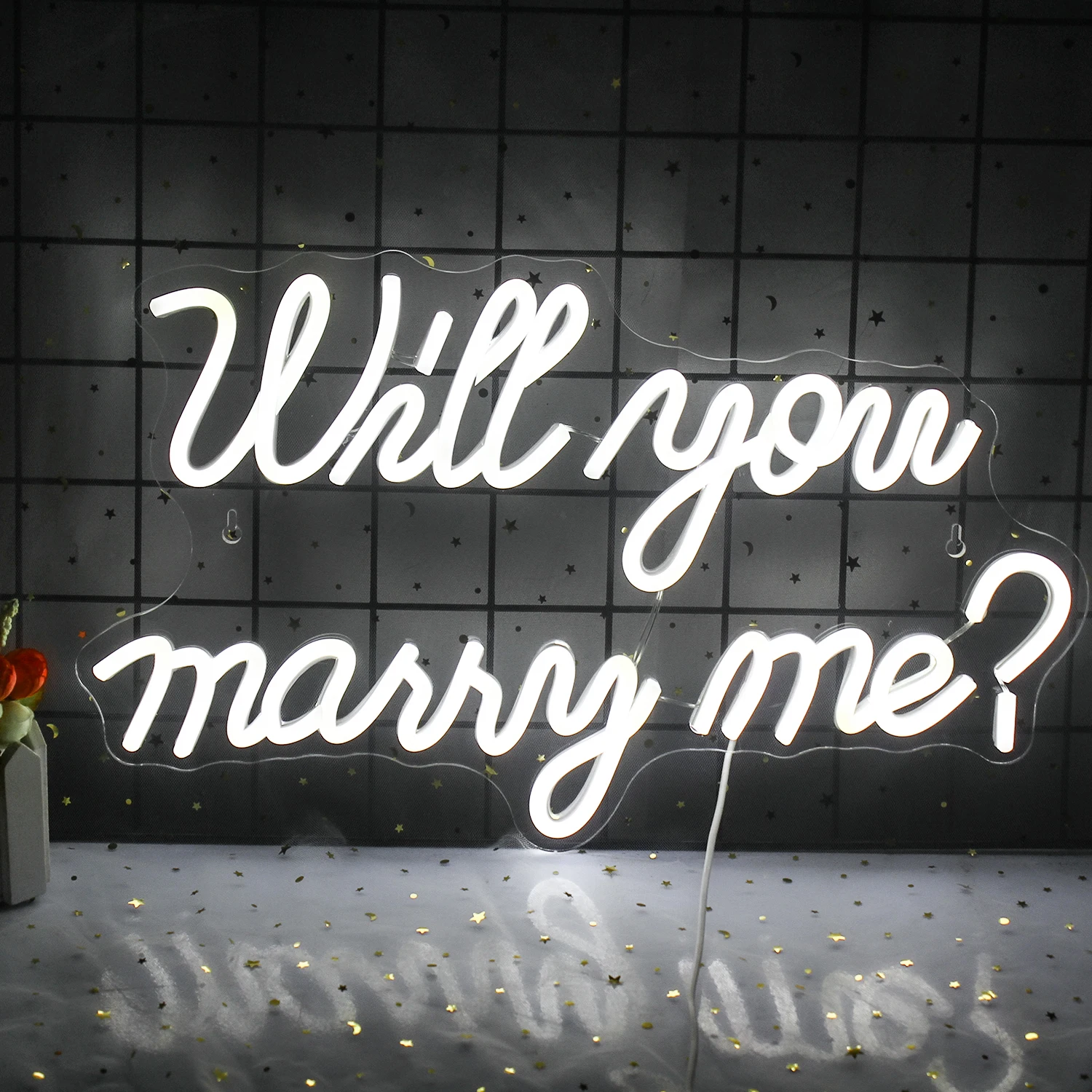Ineonlife Will You Marry Me Neon Sign LED Light for Romantic Surprise Proposal Wedding Decorations Bedroom Wall Decor Gift Lamp