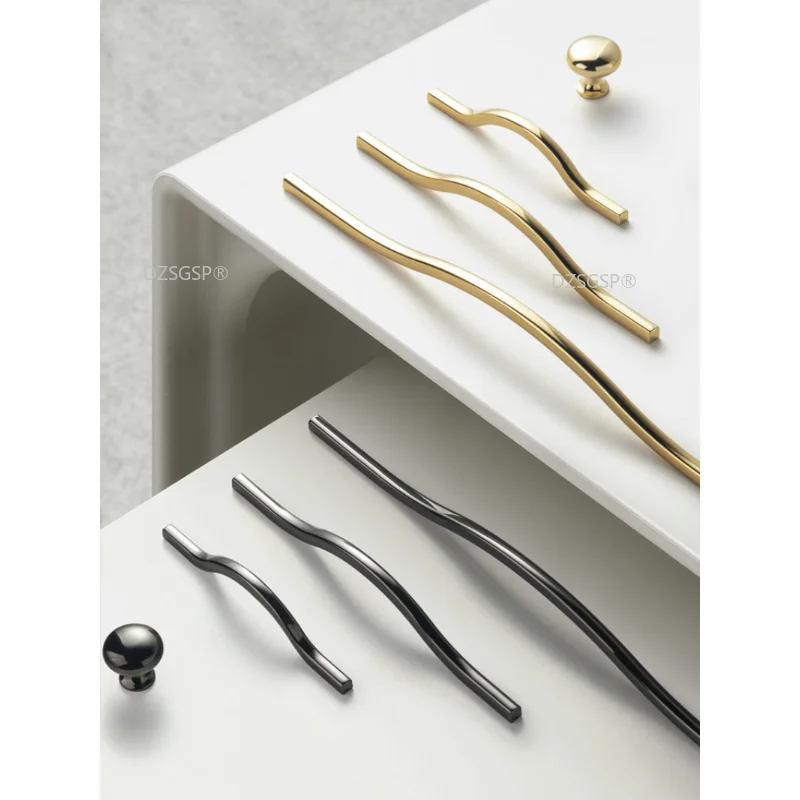 

Luxury Modern Minimalist Cabinet Cabinet Door Wardrobe Door Handle Black and Gold Drawer Long Handle Wardrobe Handle