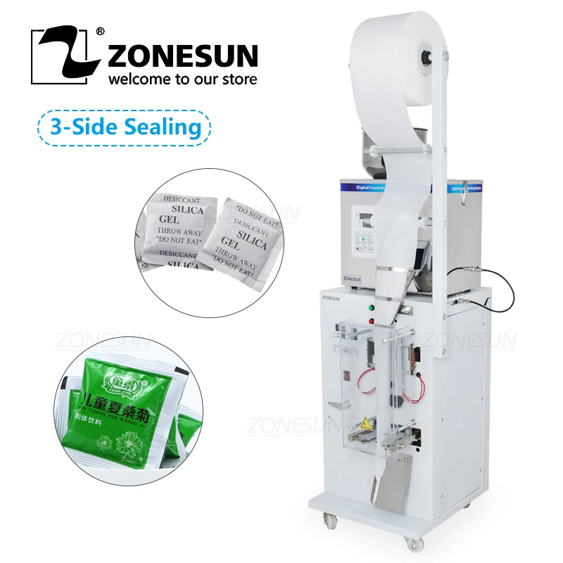 

ZONESUN Food Coffee Bean Grain Automatic Weighing Packaging Machine Powder Bag Three Side Seal Filling Machine Fill seal machine