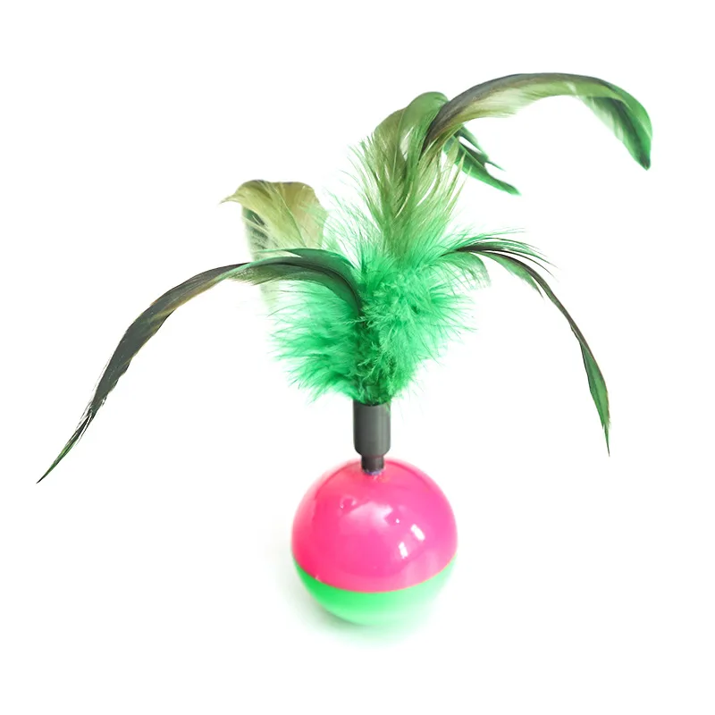 Товары для кошек Интерактивная игрушка-неваляшка с перьями и шариками игра simons