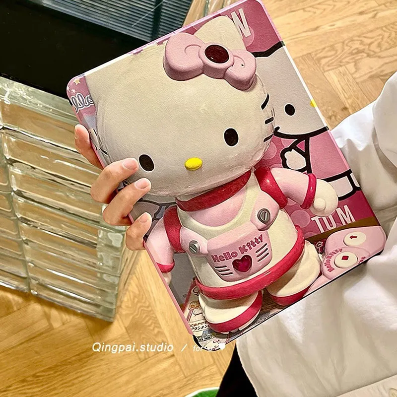 

Милый мультяшный защитный чехол Sanrio Hellokittyed для Ipad симпатичный Красивый Магнитный всасывающий со слотом для ручки вращение на 360 градусов дл...