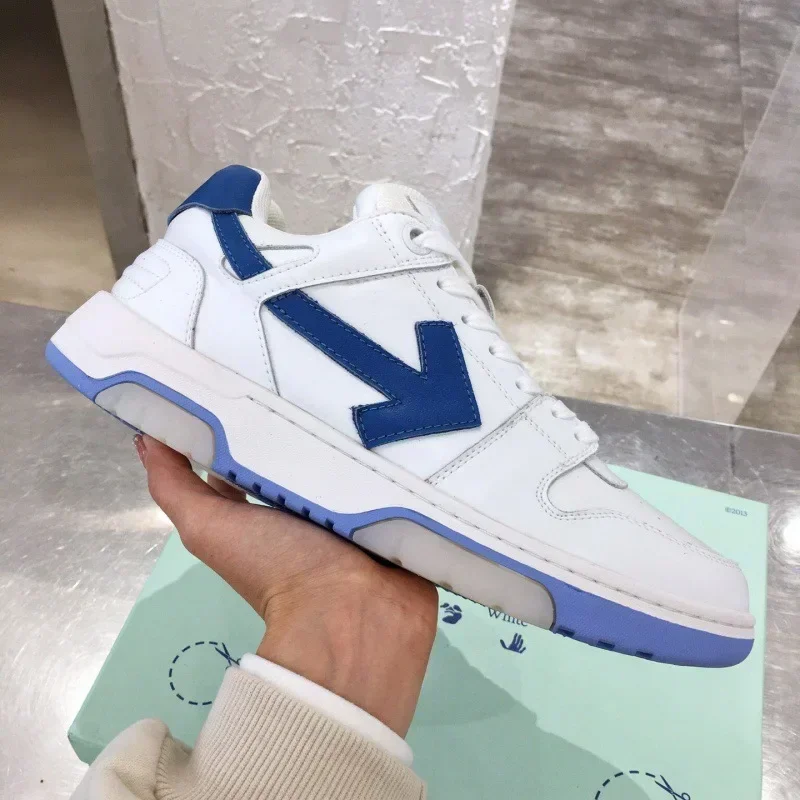 

2024 New trend off couple models white color blocking board shoes sports leisure thick bottom small white shoes arrow