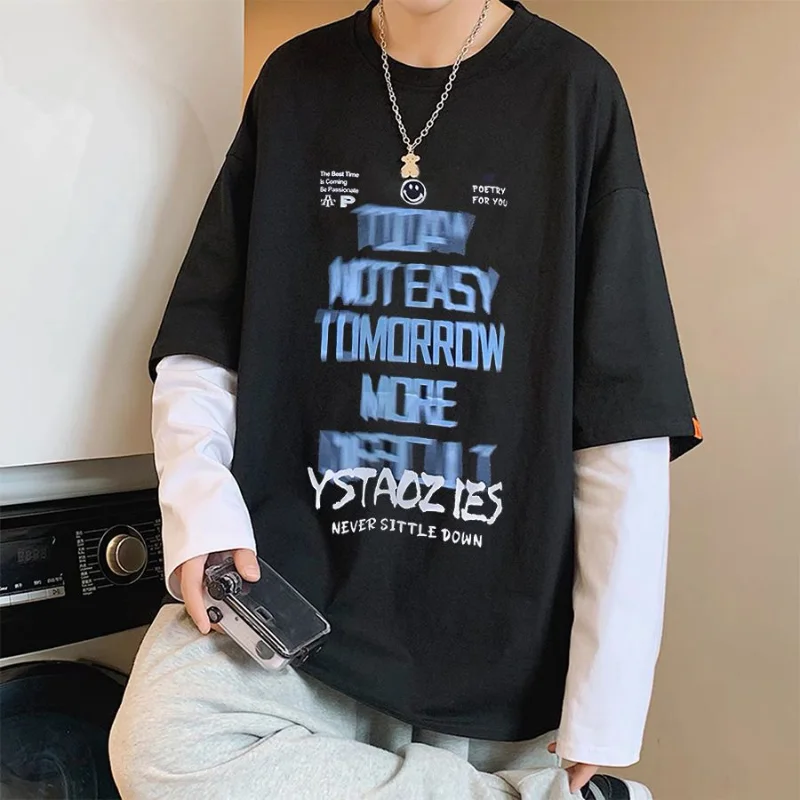 

Autumn Long Sleeve Hip Hop Streetwear Men's T-shirts Anime Cotton Y2k TShirts Harajuku O-neck Causal Graphic Oversized Gym Tops