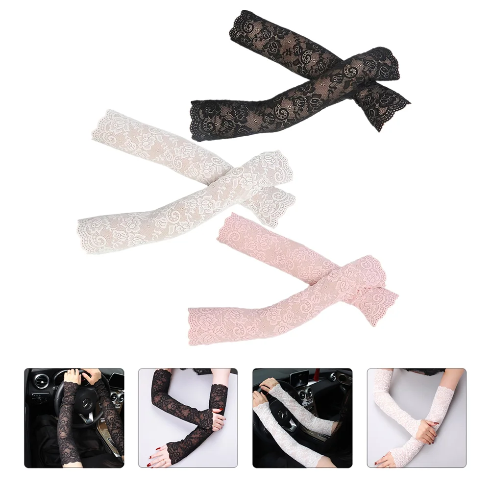

Lace Ice Sleeves Silk Cycling UV Protection Women Arm Outdoor Summer Gloves