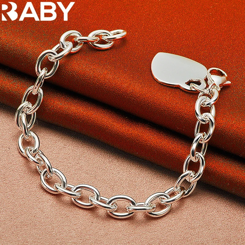 

925 Sterling Silver Heart Tag Pendant Chain Bracelet For Man Women Wedding Party Fashion Accessories Popular Jewelry Gift
