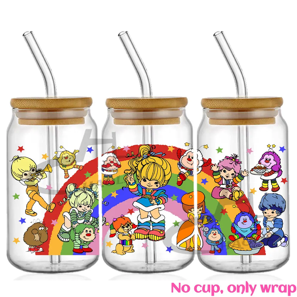 80s Vintage Cartoon UV DTF 16oz Cup Wrap Libbey Glass Plastic Can Wraps Selfadhesive Sticker Ready to Ship Not Included