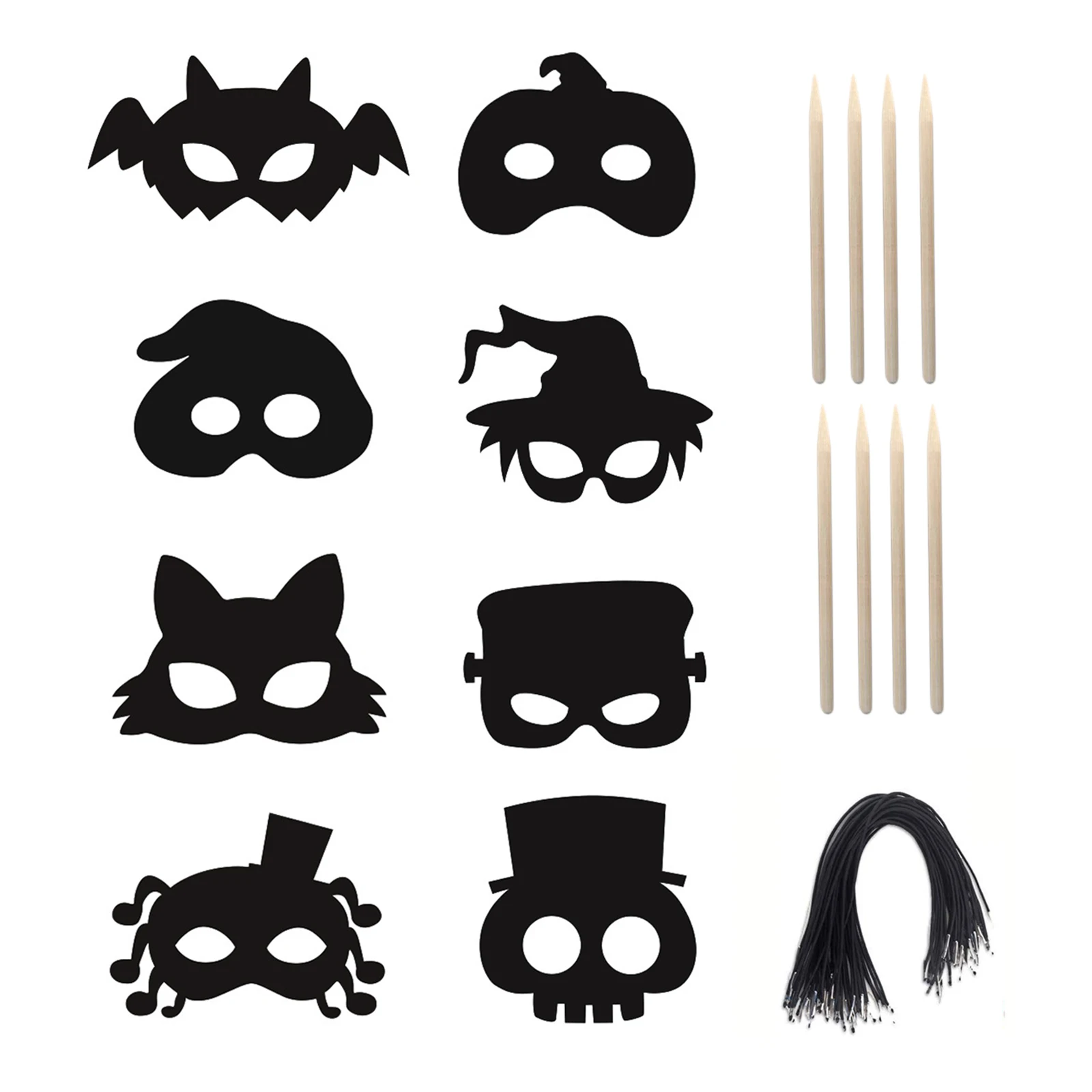 

8pcs Halloween Scraping Mask Colorful Costume Accessories for Kids Adult Trick or Treat Game Scraping Craft Supplies