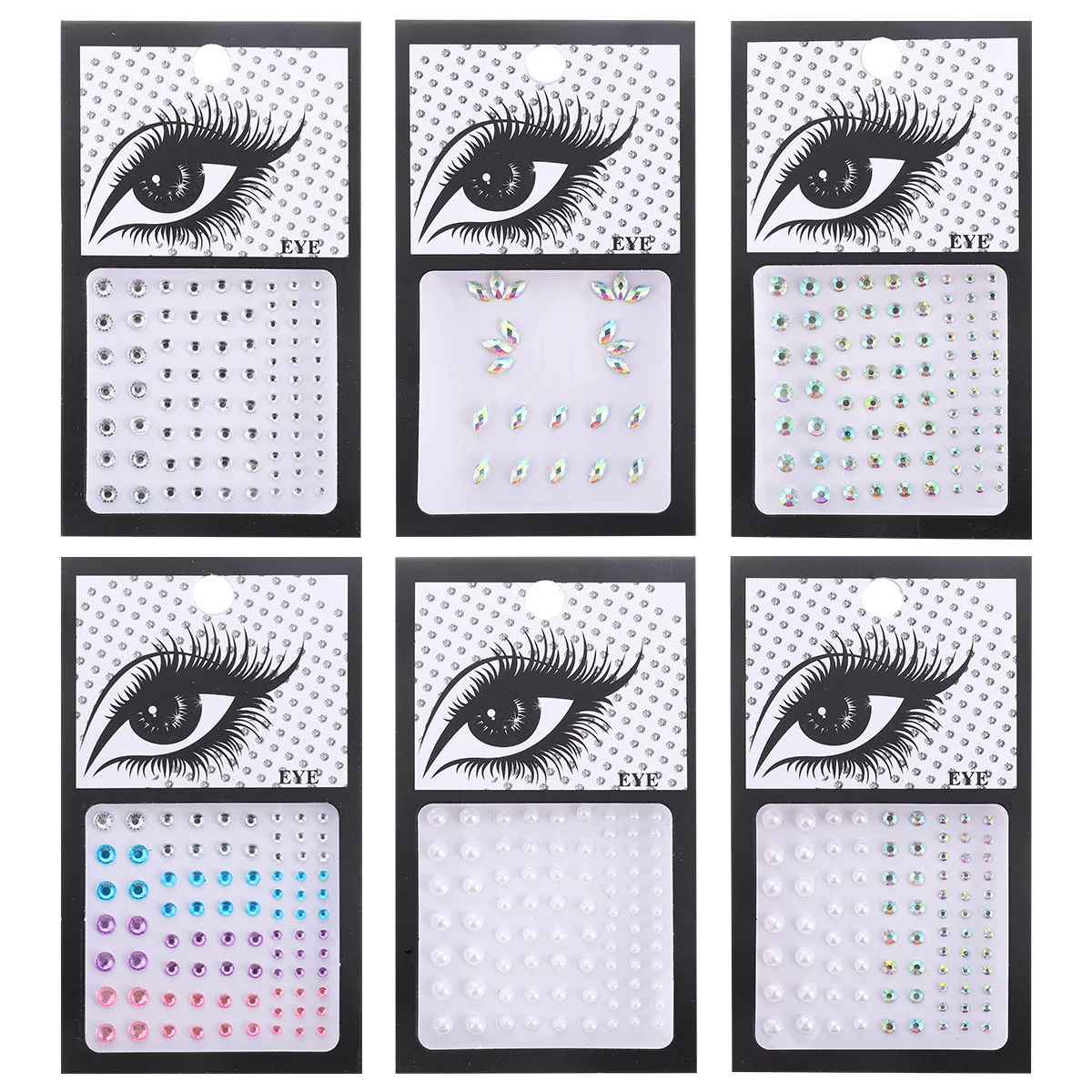 

6 Sheets Face Rhinestone Stickers Eye Girls' Jewelry Gems Glitter Body Earth Tones