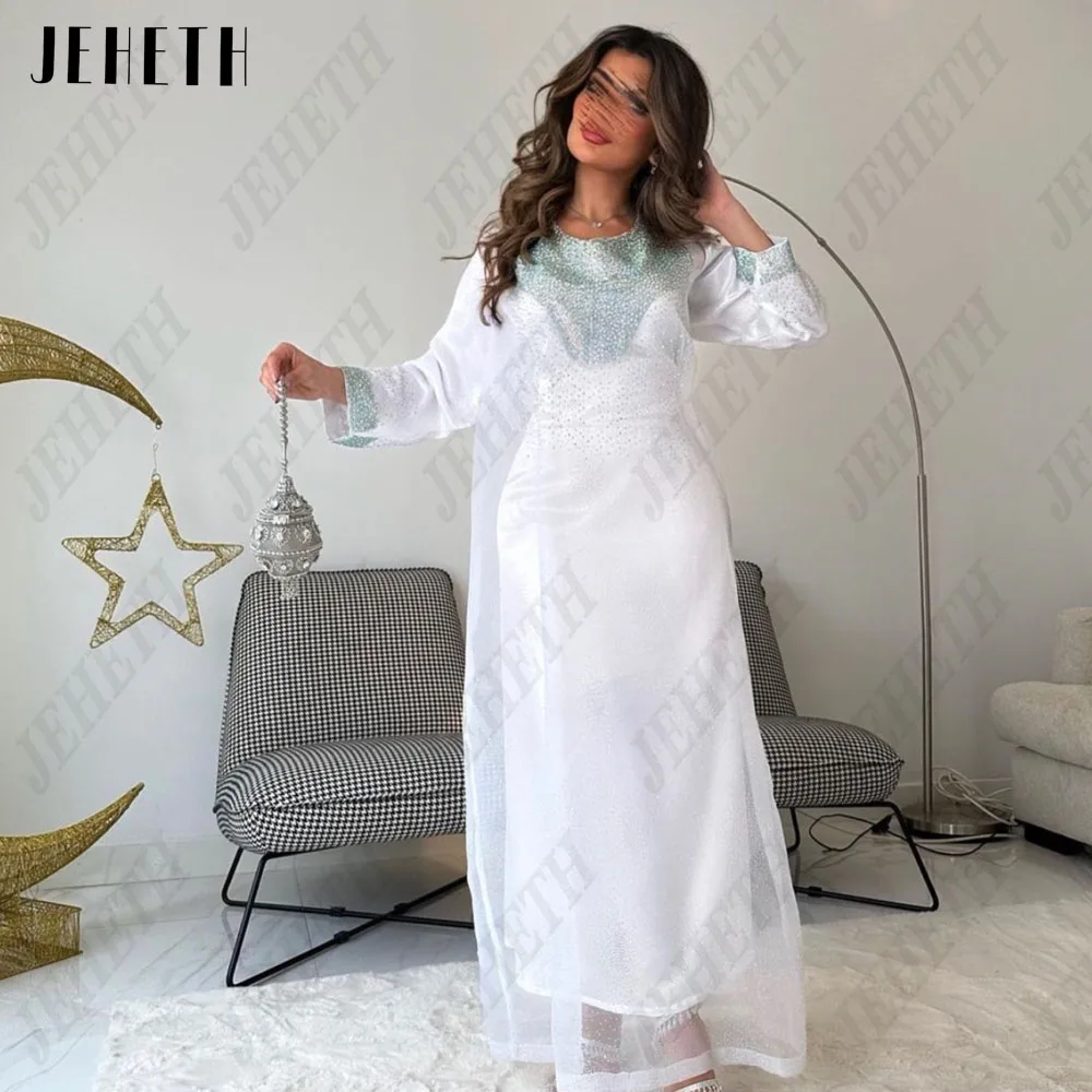 

JEHETH Modern Evening Dresses Long Sleeves Dubai O-Neck Mermaid Custom Made Prom Dress Ankle Length فساتين سهره فاخره 2023