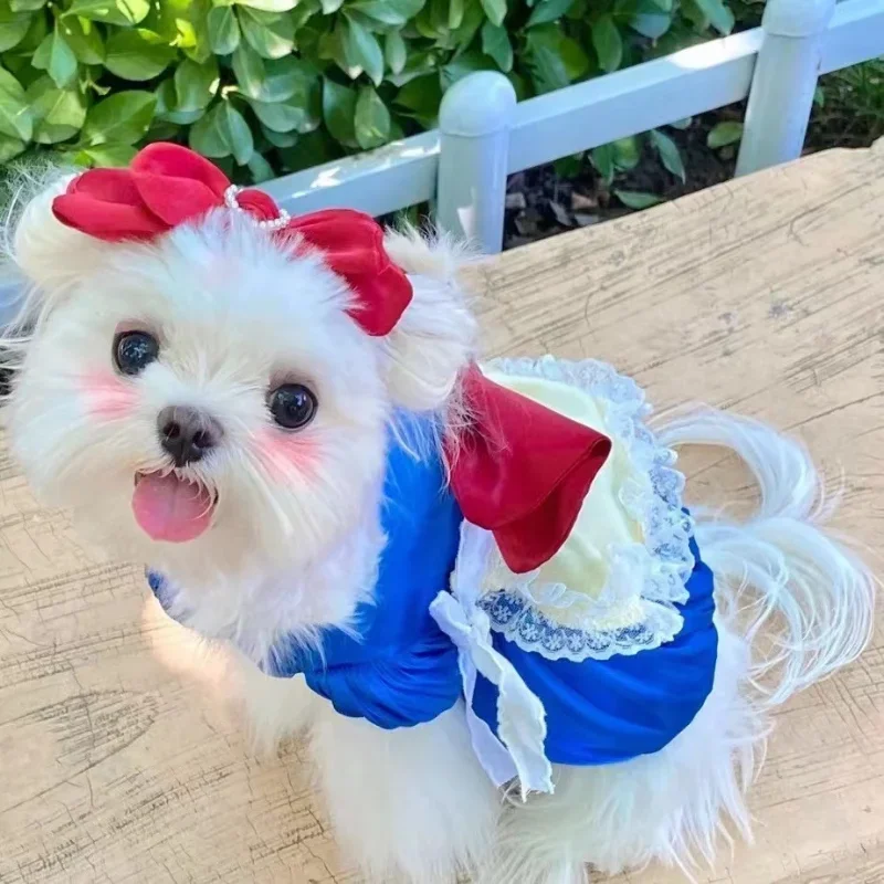 

Spring Summer Dog Skirt Beautiful Peach Skirt Apparel for Pets Princess Style Puppy Lace Birthday Celebrate Dress Pretty Clothes