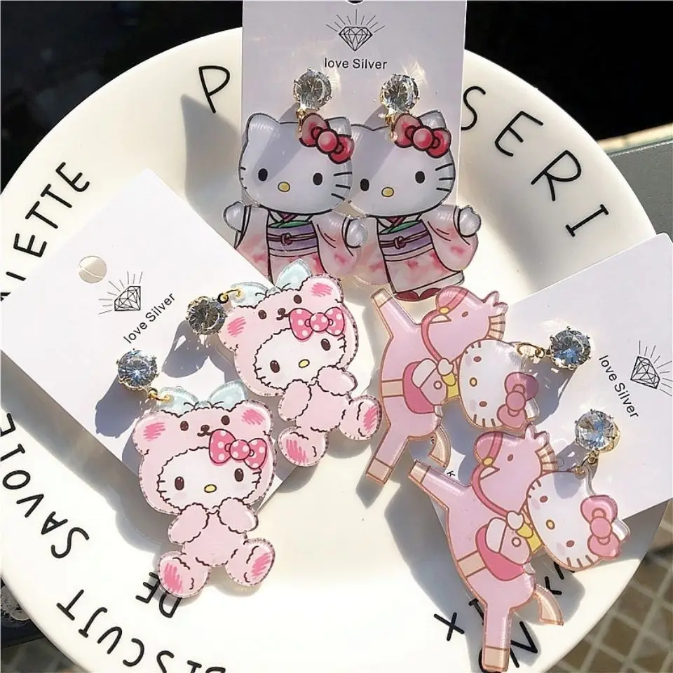 Серьги Hello Kitty милые индивидуальные Модные Акриловые корейские серьги из серебра