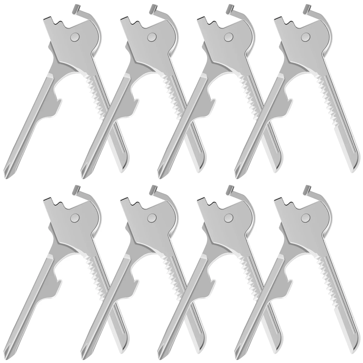 

8Pcs Key Chain Multi-Tool Key Shape Pocket Tool 6 in 1 Multi-Function Keychain Bottle Opener with Screw Driver Box Opener Cutter