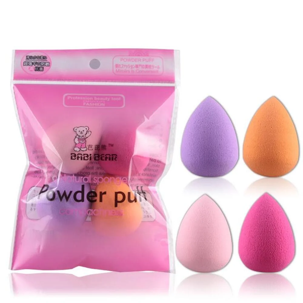 

4pcs/set Makeup Blender Beauty Sponge Cosmetic Puff Makeup Sponge Soft Gourd Drop Shape Foundation BB Cream Powder Make Up Tools