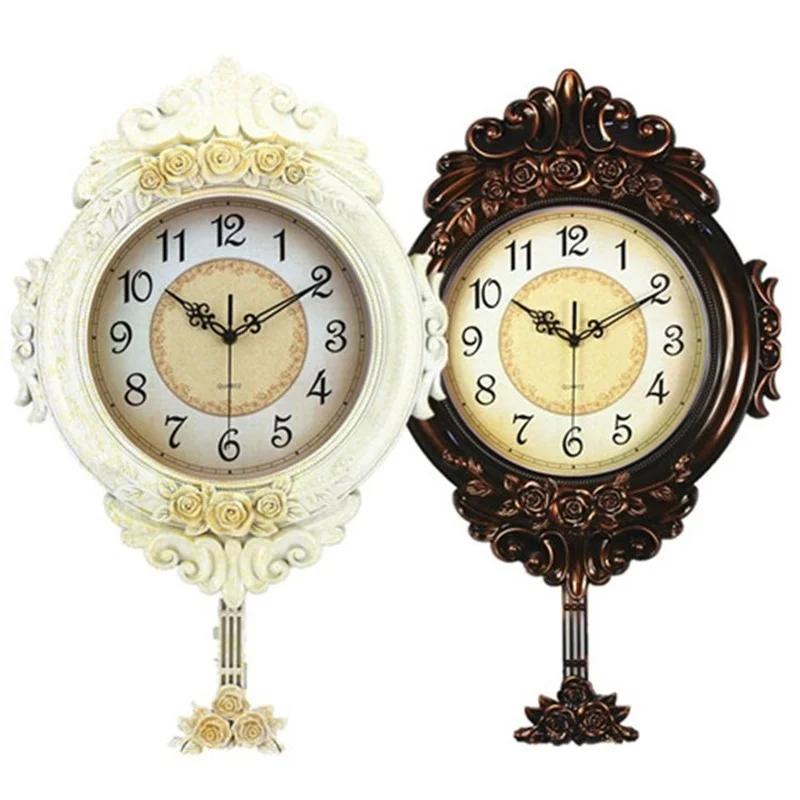

Silent Swing Large Wall Clock Vintage European Retro Digital Wall Clock Electronic Living Room Horloge Murale Wall Decor