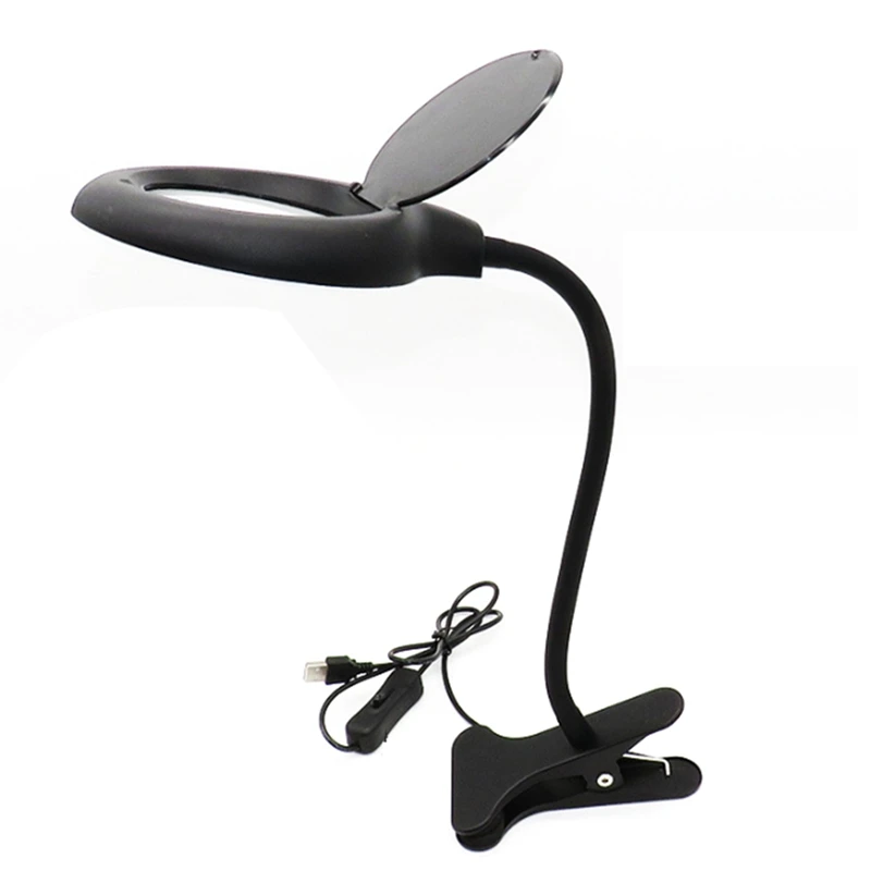 

5X Magnifying Lamp With Clamp, USB Powered Hands Free Lighted Magnifying Glass LED Desk Lamp For Diamond Painting Tools