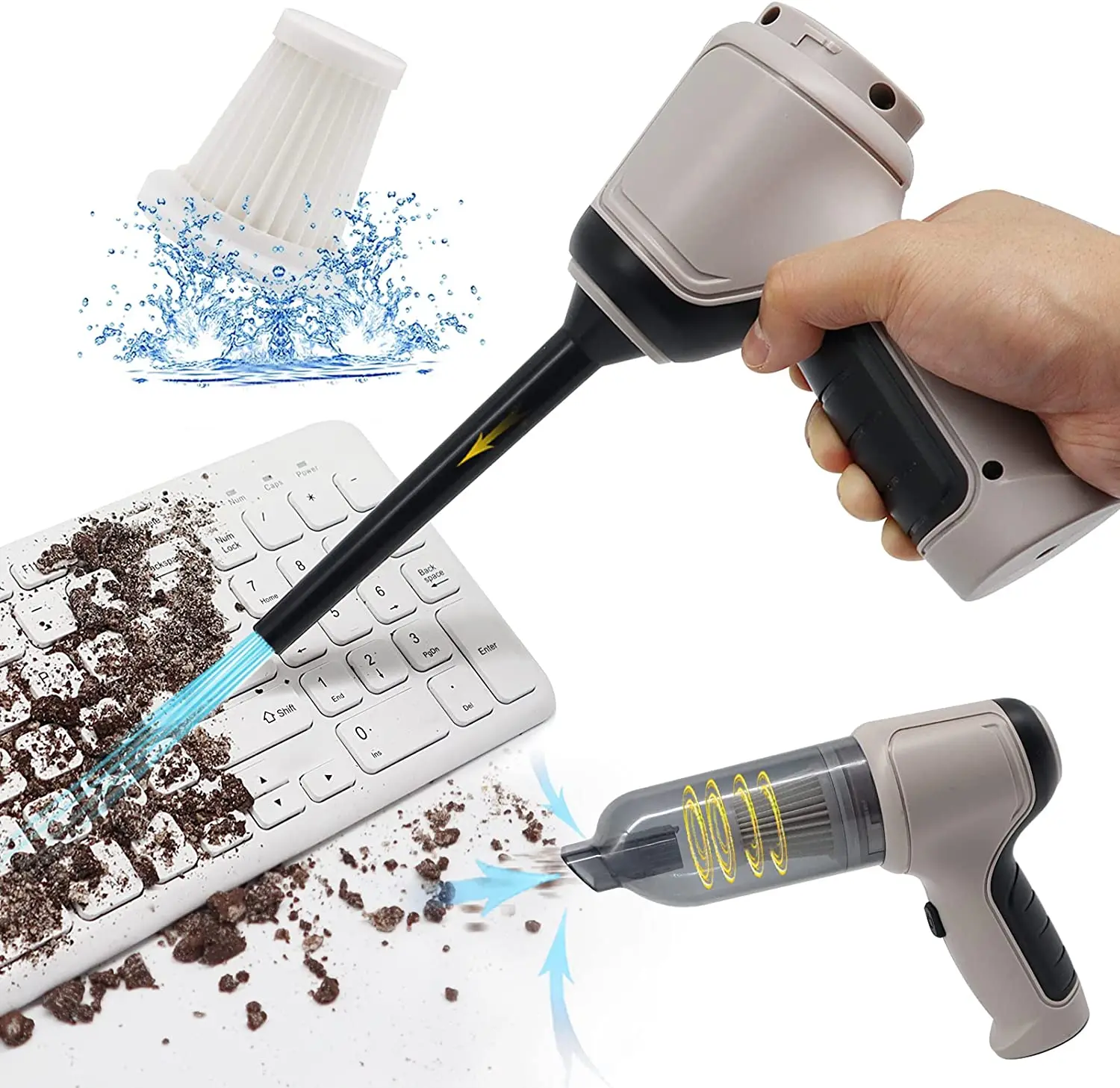

PeroBuno Air Duster, Keyboard Cleaner, Vacuum & Compressed Air & Blower 3-in-1, 35000 RPM Electric Canned Air Kit, Cordless Air
