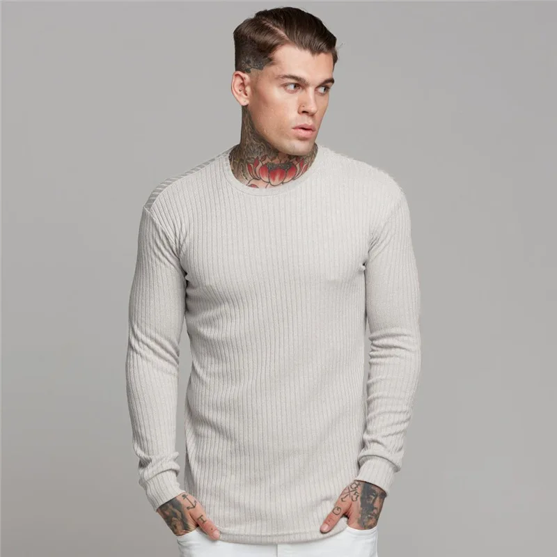 

Autumn and Winter New Sports Bottom Shirt Men's Fitness Casual Men's Slim Knit Long-sleeved T-shirt Men Men T Shirt