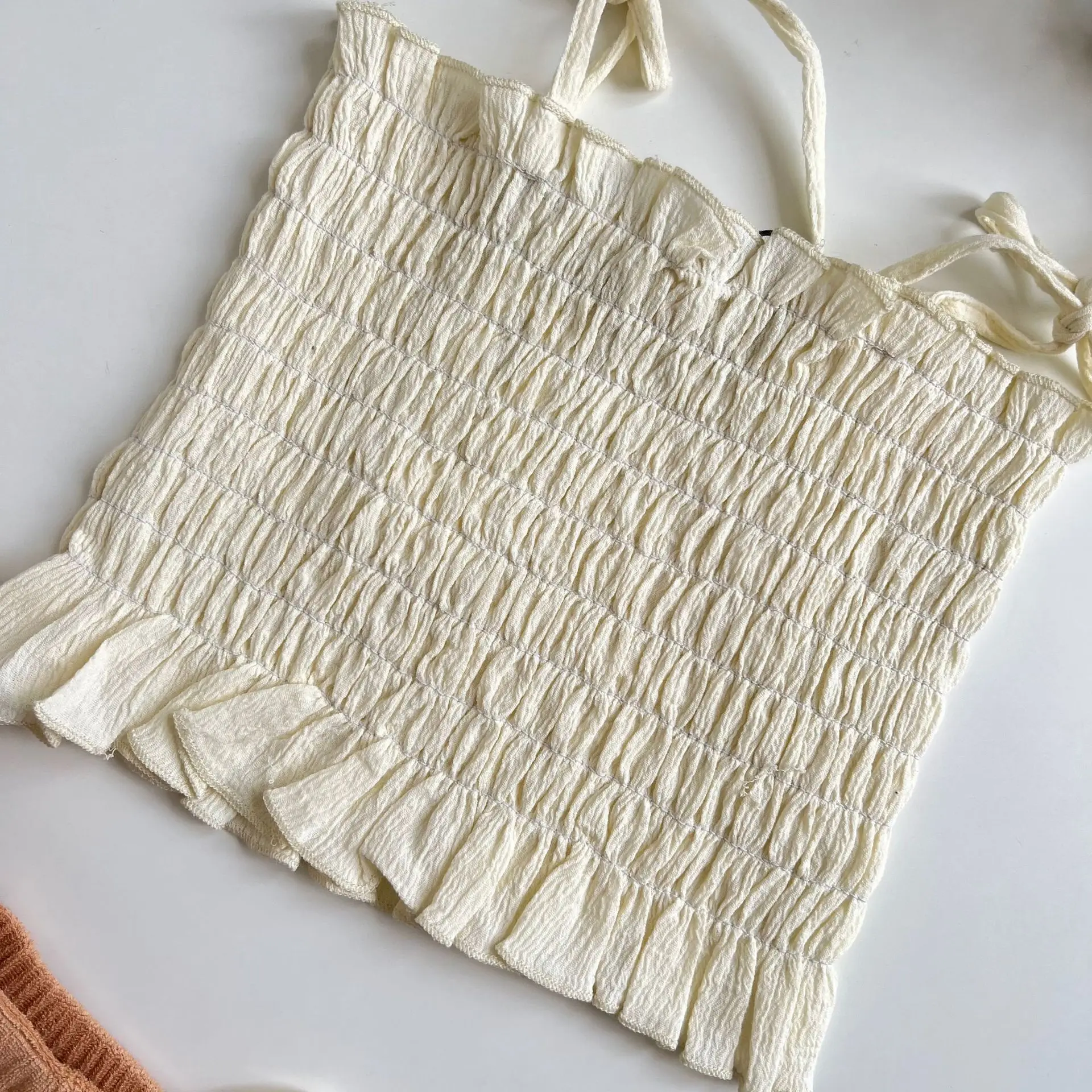 Freely Move 2022 Summer Girls' Clothing Sets Sweet Pleated Camisole Anti-Mosquito Pants Baby Kids Outfit Children Girls Clothes