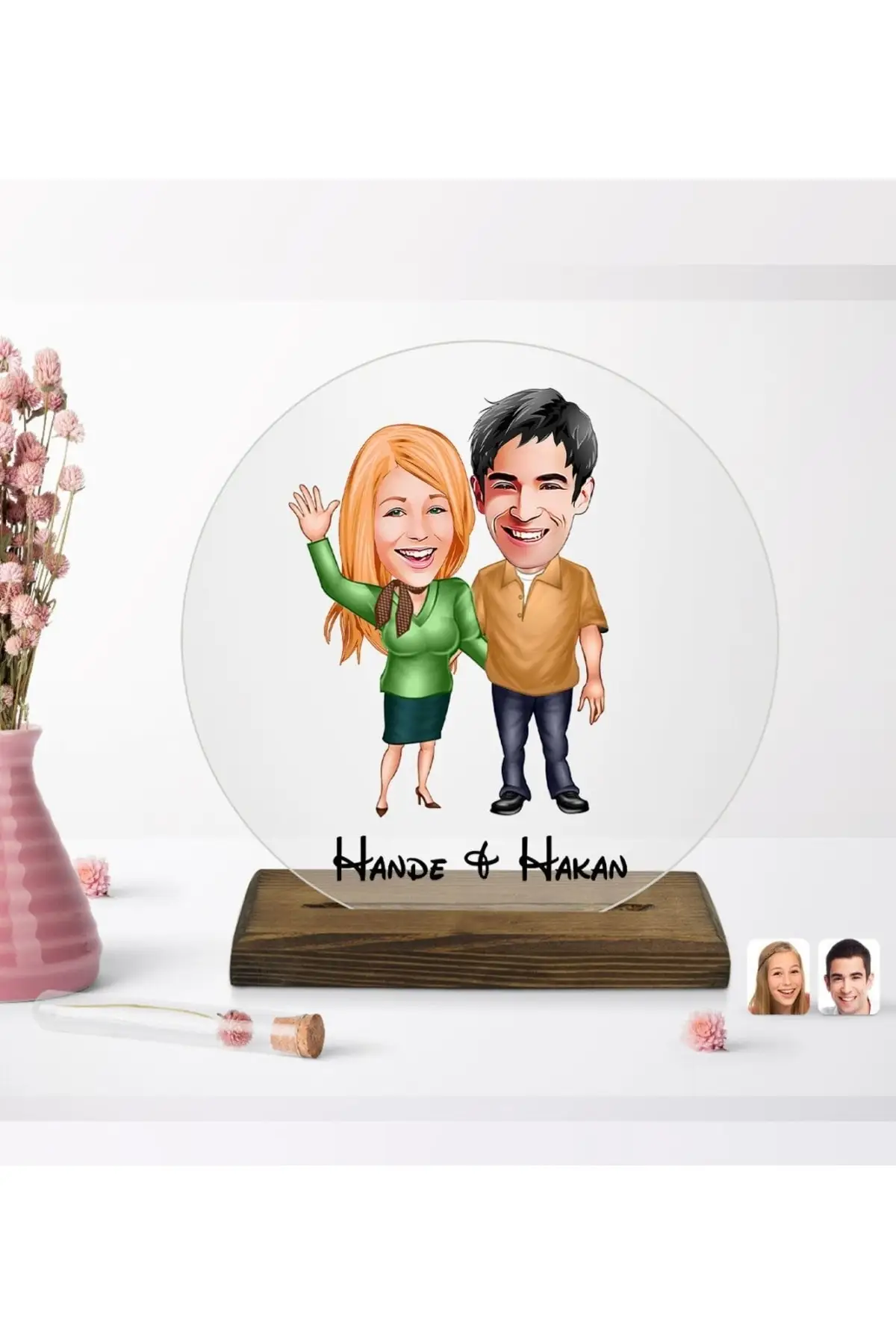 

Personalized Valentine's Round Wooden Stand Trinket-60